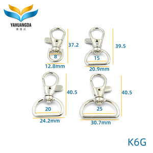 Gancho a presión chapado de fábrica, 8mm, 15mm, 20mm, 25mm, gancho de aleación de zinc para perro, etiquetas de metal, K6G - Product Image 3