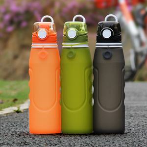 Bouteille d'eau en silicone personnalisée en gros, résistante aux hautes températures, portable, anti-chute, pour le sport, design pliable simple, à boire directement - Product Image 4