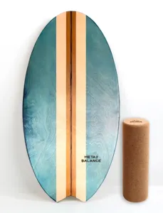 Meta2balance Handmade Economical Surf Gym Wooden Balance Board With Roller 10-ply Maple Wood For Fitness Training Custom