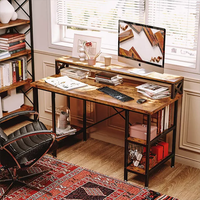 Bureau de direction moderne Meuble à panneaux en bois durable avec table d'ordinateur convertible en métal, acier, marron pour bureau à domicile
