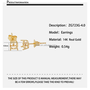 Wholesale 14K <strong>Solid</strong> <strong>Gold</strong> DIY <strong>Earrings</strong> Mounting <strong>Earring</strong> Findings Jewelry with Natural Gemstone Studs <strong>Earrings</strong> for Stylish Jewelry - Product Image 2