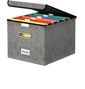 Boîtes de rangement de fichiers en lin pliables avec couvercle organisateur de bande dessinée et de vêtements pour utilisation de garde-robe systèmes de placard et organisateurs - Product Image 2