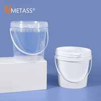 Seau en plastique écologique de qualité alimentaire 1L, avec couvercle à languette et poignée, blanc transparent, pour eau, yaourt, crème glacée, logo personnalisé, directement de l'usine