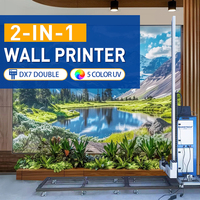Mesin cetak dinding 3D 5 warna UV dinding ke lantai dengan kepala cetak ganda DX7