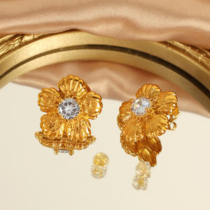 빈티지 쥬얼리 다재다능하고 고급 꽃 진주 꿀벌 라인 석 동백과 상감 귀걸이 도매 - Product Image 3