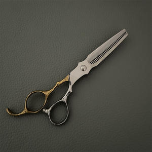 Tijeras de entresacar Mj de 6 pulgadas con mango dorado, de acero inoxidable, para peluquería, para uso con la mano derecha - Product Image 1