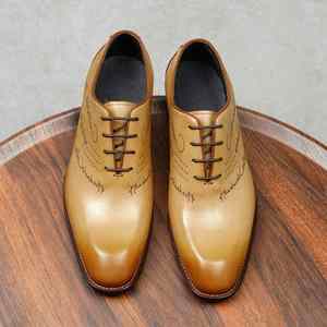 Zapatos de Hombre Formales y Casuales de Negocios, Estilo Británico, de Cuero Transpirable e Impermeable, con Cordones y Punta en Pico, para Bodas - Product Image 4