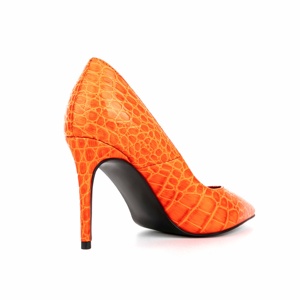 Stili classici moda <span class=keywords><strong>donna</strong></span> scarpe singole di grandi dimensioni scarpe con tacco alto da <span class=keywords><strong>donna</strong></span> a punta arancione scarpe da festa da sposa - Product Image 5