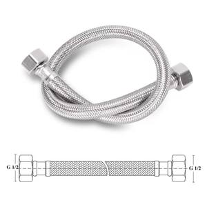 Connecteur de tuyau flexible 1/2 "x 1/2" BSP raccord en acier inoxydable tressé tuyaux queue plombier tuyau flexible bricolage remplacement - Product Image 5