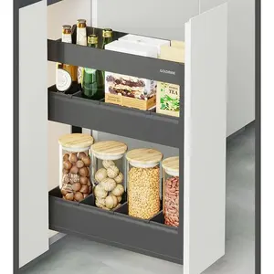 Goldmine narrow pullout spice rack cabinet organizers spice storage baskets aluminum alloy soft closed pullout drawers