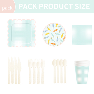 DAMAI <b>Easter</b> Party Theme Decor Bulk Wholesale Set Mint Green Check Carrot Paper Plates Tablecloth Party Disposable Tableware - Product Image 6