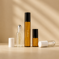 En stock, flacon en verre ambré personnalisé avec logo, 2 ml, 3 ml, 5 ml, 10 ml, avec bille roulante pour huile essentielle, parfum, emballage de voyage