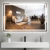 Miroir LED Rectangulaire Intelligent Étanche IP44, Miroir de Salle de Bain de Luxe, Miroir Mural pour la Maison, l'Hôtel et la Décoration Intérieure - Vente Flash