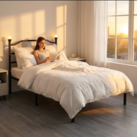Lit pliant en métal portable pour la maison, lit simple pour le bureau, lit de repos de midi, dernières conceptions de lits en métal avec éclairage intégré