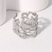 Minimalisti scher Edelstahl ring Schneller Versand 18 Karat Vergoldung Hohl Breitband Mode Ringe für Hochzeits schmuck