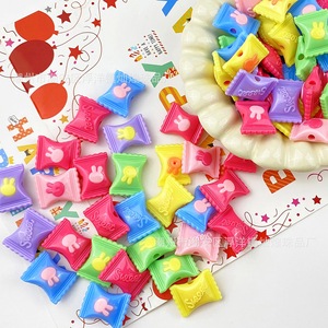 Perles fantaisie en acrylique tête de lapin color-blockées 21,5x17mm, couleurs assorties, pour accessoires de bijoux DIY, porte-clés et chaînes de téléphone - Product Image 3