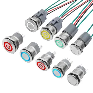 16mm Waterproof Waterproof 40mm big size IP67 stainless steel momentary ring illuminated metal led push button switch