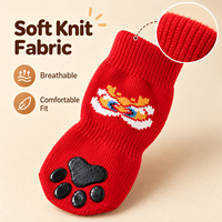 Chaussettes rouges pour chien avec grip antidérapant en silicone, bottines en tricot doux pour la protection des pattes des animaux domestiques, pour sols intérieurs, confortables pour un usage quotidien