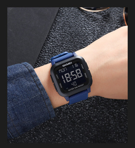 Skmei 1894 PU banda impermeable electrónico moda esfera cuadrada hombres de negocios <span class=keywords><strong>reloj</strong></span> Relogio Masculino EL Light Countdown Relojes - Product Image 6
