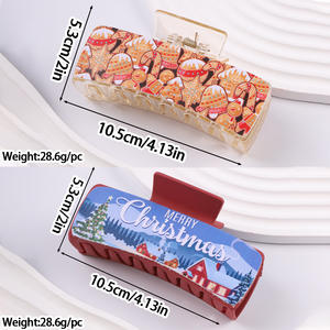 Pinces à cheveux en acrylique de Noël, pinces à cheveux mignonnes en forme de Père Noël et d'arbre, accessoires pour cheveux pour les fêtes - Product Image 3
