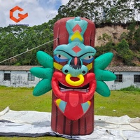 Décoration de fête Hawaïenne Luau : Ballon gonflable traditionnel, figurine Totem Tiki, colonne Totem gonflable colorée