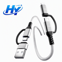 Câble de charge rapide multi-interface 4-en-1 100W avec USB Type-C/USB-A pour tablettes, ordinateurs portables, téléphones mobiles, appareils photo
