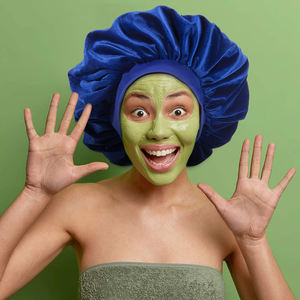 Effen Kleur Fluwelen Motorkap Met Brede Stretchband Lange Haarverzorging Vrouwen Nachtmuts Aanpassen Zachte Hoofddoek Douchekap - Product Image 6