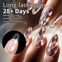 Nouveau design pointes d'ongles en forme de diamant à couverture complète, ongles artificiels en verre cristal 3D réutilisables pour l'application des doigts