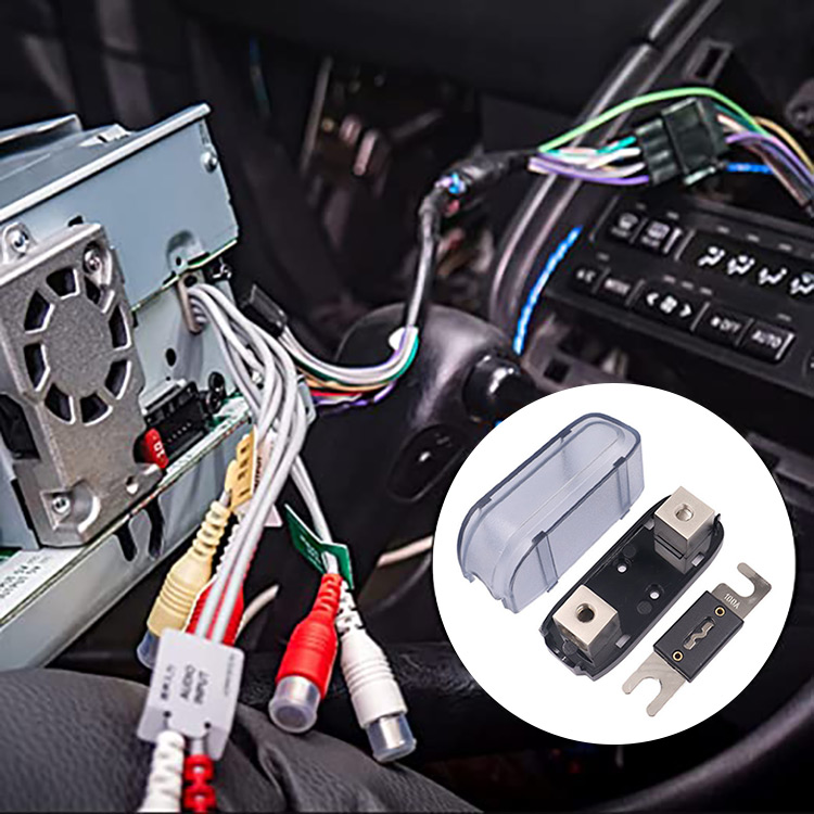 Automotive EV Audio ANL Inline Fuse Holder Block Frosted Nickel With 100 Amp Fuse