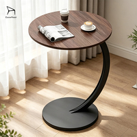 Table à manger ronde EaseNeat avec pieds en métal en forme de C, style simple, durable, utilisable comme table de chevet ou table d'appoint
