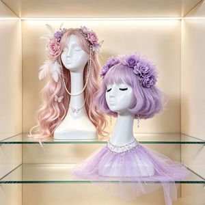 Cabeza de maniquí para pelucas, exhibidor de medio cuerpo para sombreros y bufandas, estética de alta gama, soporte abstracto estilo cisne europeo/americano, de plástico. - Product Image 1