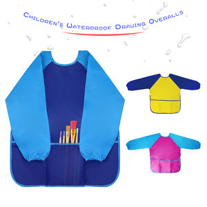 HCHWENH детский художественный халатик для рисования фартук с длинным рукавом Водонепроницаемый Рисунок фартук с тремя карманами - Product Image 1