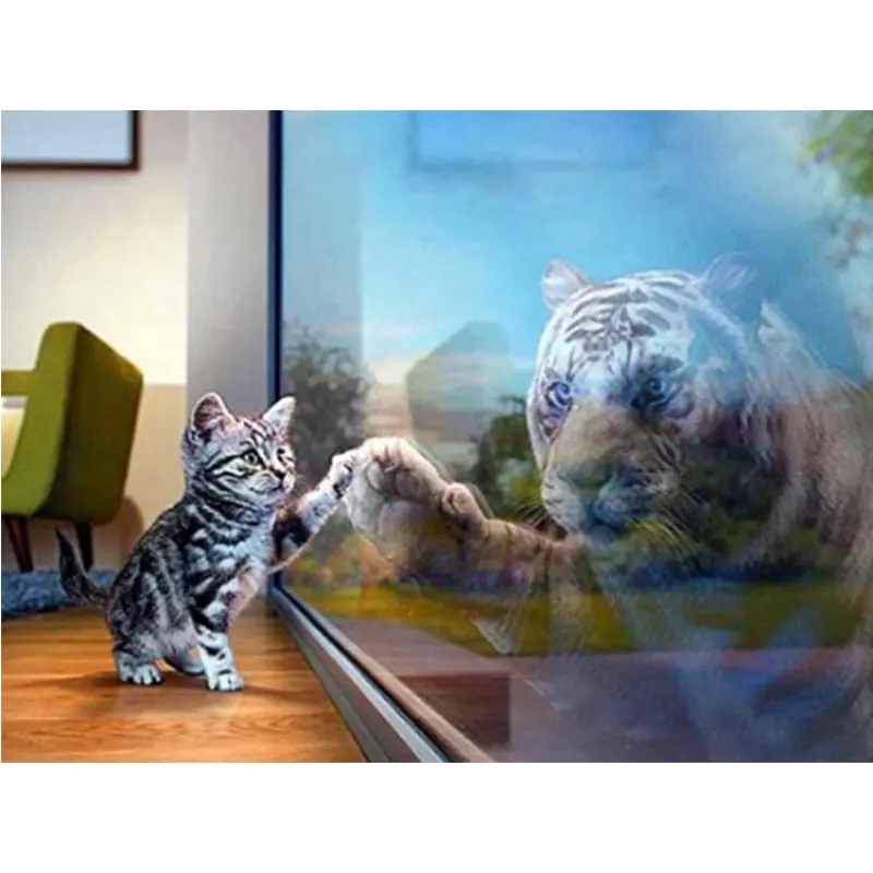 2021 Diamond Painting Set Tiger Diamond Mosaic Full Cat Animal Bedroom Decoration Wall Art