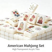Ubin Mahjong Kristal Mewah, Set Mahjong Mewah, Mahjong Akrilik Solid Amerika untuk Hadiah Liburan