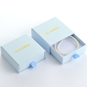 Custom Logo Printed Sliding Drawer Jewelry <b>Gift</b> <b>Box</b> with <b>White</b> Foam Insert for Pendant Ring Earrings Cardboard Packaging - Product Image 1