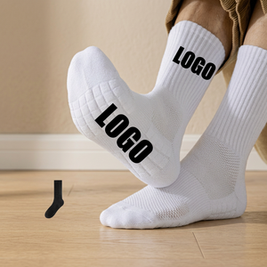Crew Athletic <b>Socks</b> <b>White</b> Cotton Knitted Breathable Logo Print for Running Daily Wear Adult Summer - Product Image 1