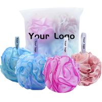 Spons Mandi Loofah 75g/PC, Sarung Tangan Mandi Jala Panjang untuk Pengelupasan Kulit, Bola Mandi Bunga Diameter 14cm