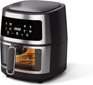 Friteuse à air numérique intégrée 5-8L carrée, en acier inoxydable, avec écran LCD, pour hôtels et foyers, économe en énergie, sans huile - Product Image 1
