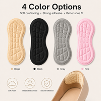 Coussinet adhésif anti-frottement pour talon en mousse texturée gaufrée, forme cacahuète, 4 couleurs, pour escarpins, ballerines, mocassins et baskets