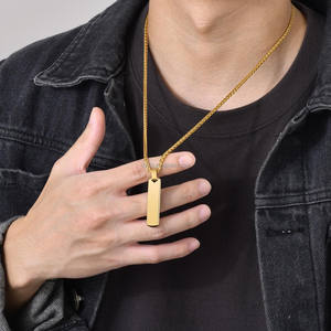 <span class=keywords><strong>ชื่อ</strong></span>สร้อยคอแกะสลักเครื่องประดับขายส่งส่วนบุคคลบาร์แนวตั้งสแตนเลสเครื่องประดับเลเซอร์สร้อยคอสุนัข - Product Image 3