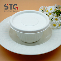 Couvercle jetable en fibre de canne à sucre compostable pour bol en bagasse de 14 oz, idéal pour soupes, salades, ramen et traiteur (vente en gros)