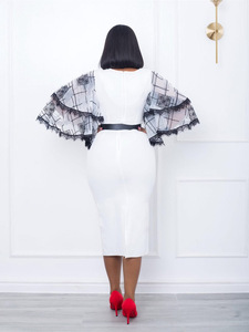 Nouveaux vêtements pour femmes à la mode solide sangle serrée manches chauve-souris <span class=keywords><strong>robe</strong></span> <span class=keywords><strong>de</strong></span> <span class=keywords><strong>soirée</strong></span> sexy <span class=keywords><strong>blanche</strong></span> - Product Image 5