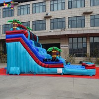 Toboggan aquatique commercial gonflable avec piscine amovible, toboggan gonflable pour utilisation humide ou sèche, toboggan en vinyle pour le plaisir estival en extérieur