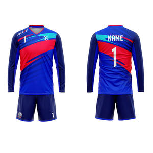 升华印花守门员套装透气迷彩长袖运动衫和足球短裤 - Product Image 2