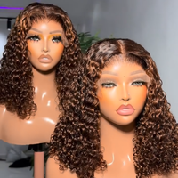 Perruque frontale en dentelle HD 250% bouclée Pixie Birmane, cheveux humains bruts originaux, perruques sans colle en dentelle HD bouclées crépues, perruques en cheveux humains
