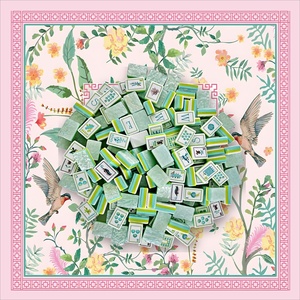 Ensemble de Mahjong Américain Professionnel 4 Couches avec Tapis Vert Mousse Nacrée – Collection Boutique de Luxe Coastal - Product Image 1