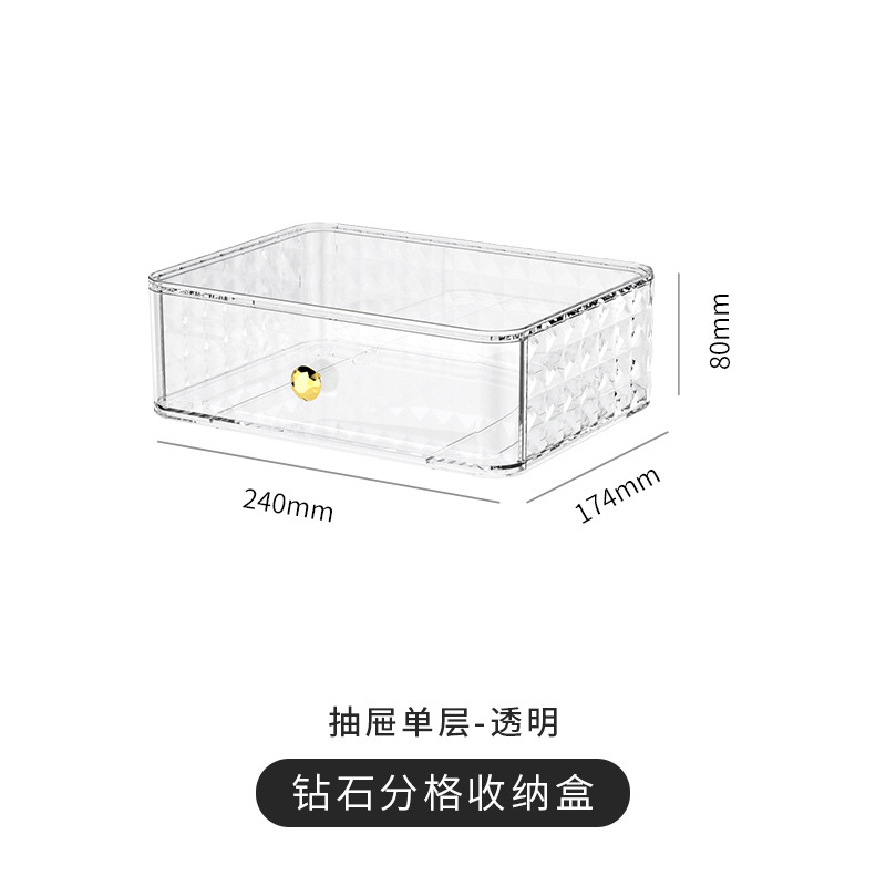 Transparent gold drawer storage box
