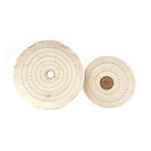 Roue <span class=keywords><strong>de</strong></span> polissage en coton blanc et jaune <span class=keywords><strong>de</strong></span> taille personnalisée pour le bois, le métal, le laiton, l'aluminium, le bronze et la pierre - Product Image 3