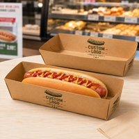 Boîte à hot-dogs personnalisée pliable en carton kraft recyclable pour l'emballage de snacks de stade, commandes en gros pour boulangeries et comptoirs de cafés