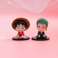Figurines d'action Q Luffy et Zoro en position assise, 5,5-7 cm, lot de 6 pièces, modèle de décoration anime très populaire pour enfants
